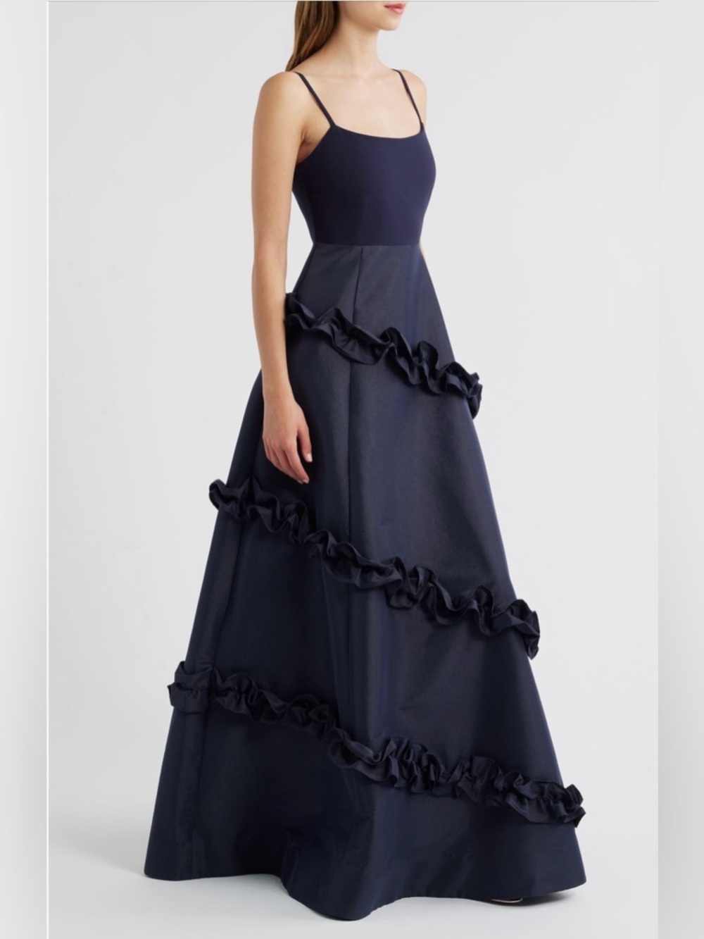LIKELY - Alissa Ruffle Ballgown Navy Size 10 - Picture 3 of 16